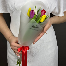 5 Ярких разноцветных Тюльпанов